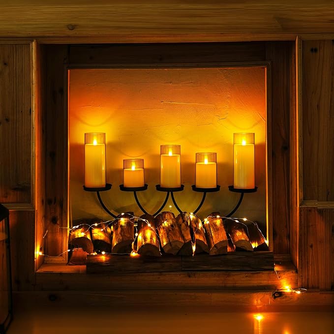Homemory Amber Flickering Flameless Candles, Battery Operated Acrylic LED - Image 5