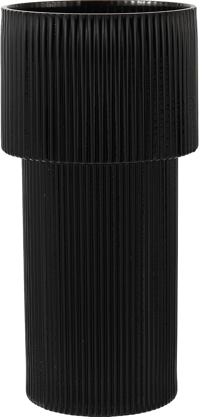 Black Glass Vase, 12 Inches Tall Vase by YANWE