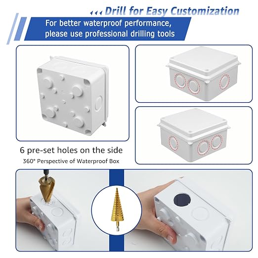 NineLeaf White Junction Box, IP65 Waterproof ABS Plastic Electrical Enclosure - Image 6