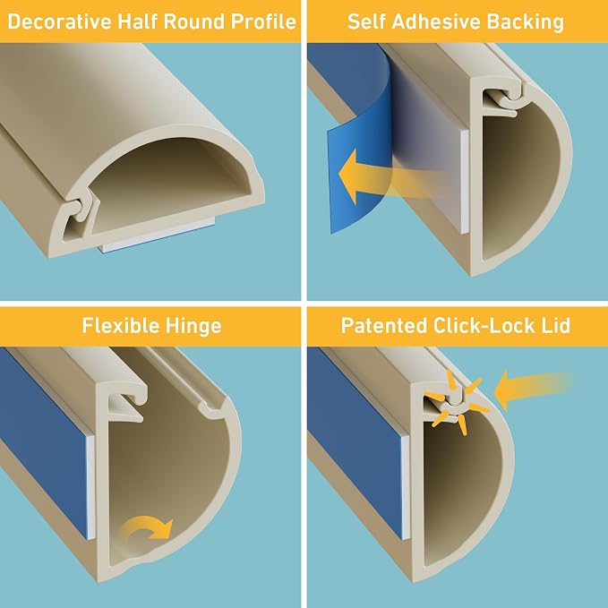 D-Line 13.12ft Cord Hider Kit, Patented Cable Cover, Hide Wires on Wall - Image 3
