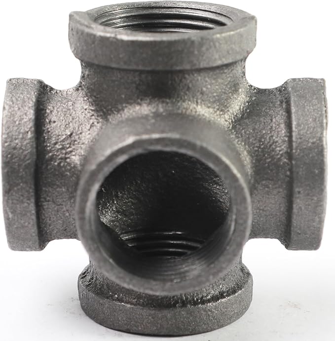 Black 5-way Side Exit Cross, Cast Iron Pipe Fitting Cast Iron Angle Pipe Fitting by AGUTEA