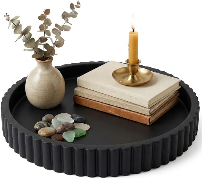 OAKOA Black Round Tray for Home Decor by OAKOAHome