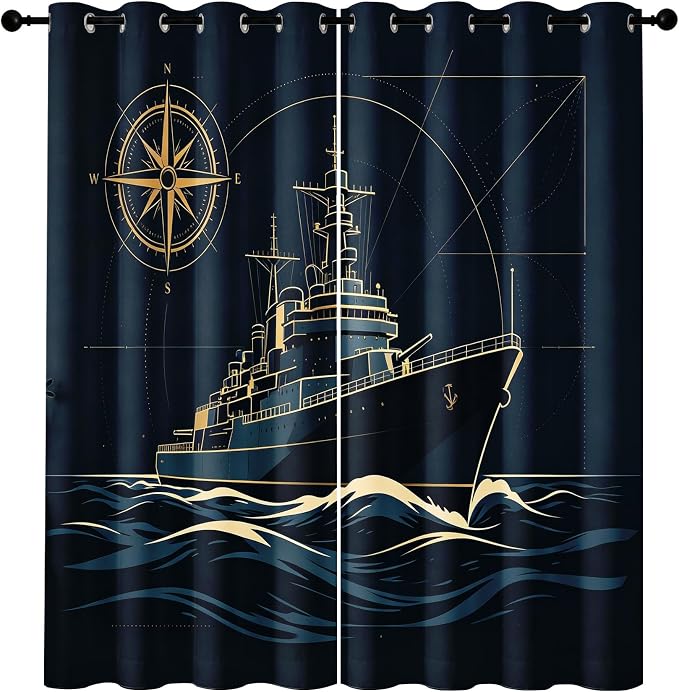 Navy Blue Warship Blackout Curtains - Image 7