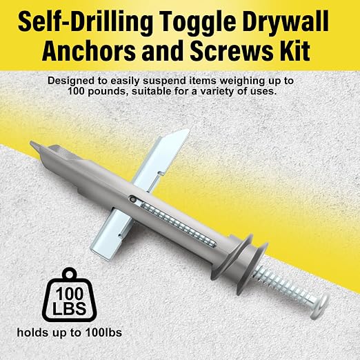 Frienda 25 Pcs Heavy Duty Drywall Anchors Self-Drilling Drywall Toggle Bolts - Image 3