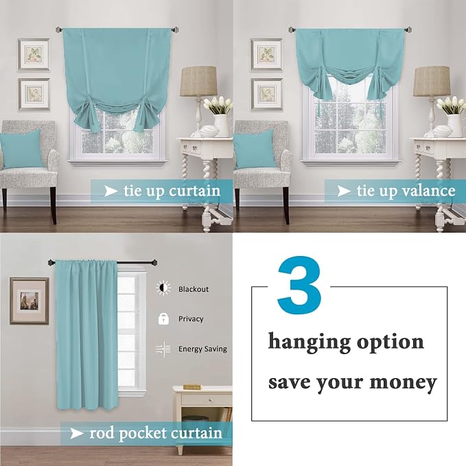 H.VERSAILTEX Blackout Tie Up Curtain Thermal Insulated Curtain Bathroom - Image 4
