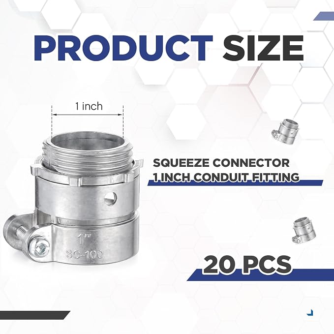 Yaocom 20 Pack 1 Inch Squeeze Connectors Fittings FMC Flexible Metal Conduit - Image 2
