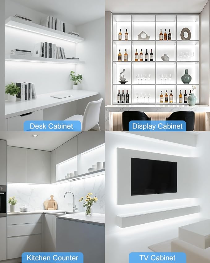 32.8FT Under Cabinet Light Strip Dimmable 11-in-1 COB LED Strip Cold White | - Image 6