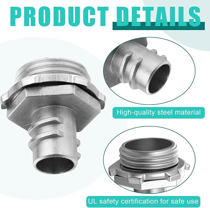 Relaxweex 50 Pack 3/8" Flex Screw-in Connector Metal-clad Cable Connectors Zinc - Image 3