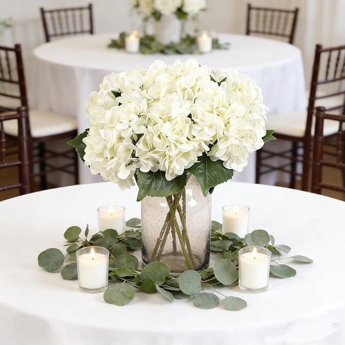 Kimura's Cabin 6Pcs Fake White Hydrangea Artificial Flowers Silk Hydrangeas | - Image 4