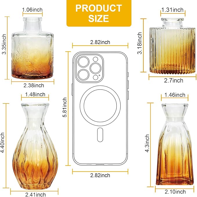 Glass Bud Vases Set of 4, Small Brown Flower Vases - Image 2