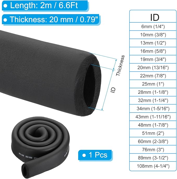PATIKIL 2-3/8" ID x 6.6Ft Pipe Insulation Foam Tubes, Pipe Cover Wrap Roll Bar - Image 2