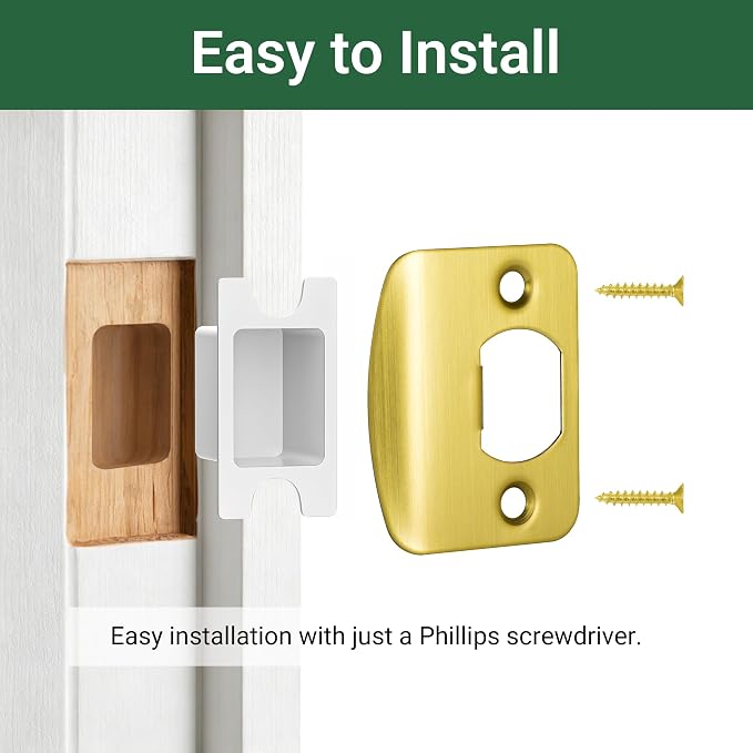 Door Strike Plate 2-1/4"x1-3/4", Universal Door Latch Plates Round Corner | - Image 4