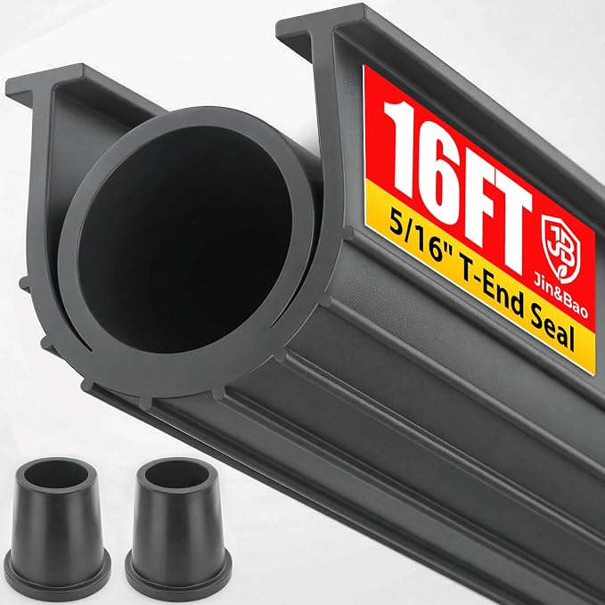 Jin&Bao Garage Door Bottom Rubber Seal 5/16" T-End 16FT & 2 End Plugs Gray | by Jin%26Bao