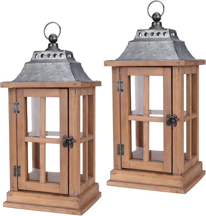 Bdor 15 Inch Outdoor Decorative Lanterns, galvanized tops, decorative candle by Bdor