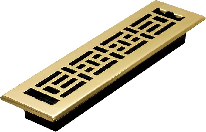 Decor Grates AJH212 2-inch by 12-inch Oriental Floor Register, Polished Brass - Image 2