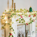 String Light with Red Berries&Holly Leaf Battery Powered Copper Wire | 12.5FT by SUDDUS