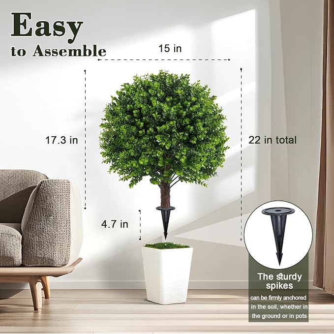 Chillchard 2 Pack UV Resistant Artificial Eucalyptus Boxwood Plants Outdoor | - Image 2