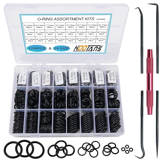 KOOTANS 1200Pcs Nitrile Rubber O Ring Kit 24 Sizes O Rings Assortment Kit Set by KOOTANS