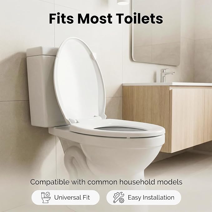 Elongated Toilet Seat Soft Close, Bottom Fixing/Top Fixing 2 Mount Way Easy - Image 2