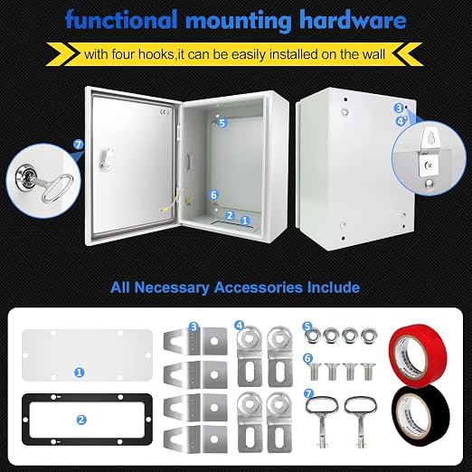 Tocretoare Outdoor Electrical Box, Steel Junction Box 20 x 16 x 8'', NEMA 4X - Image 5