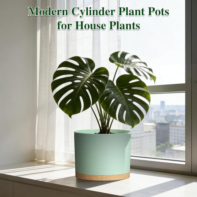 Plant Pots, 10/9/8 Inch 3 Pack Cylindrical Flower Pots - Image 5