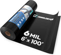 Black Plastic Sheeting 6 Mil 6' x 100', Heavy Duty Polyethylene Plastic Rolls by CrawlSpaceEncapsulation