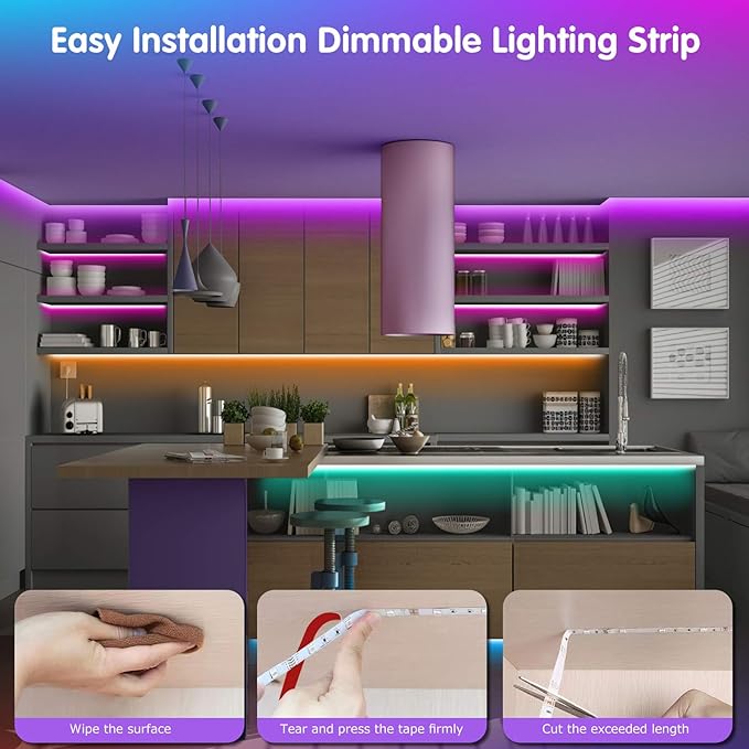 Tenmiro Led Lights for Bedroom 100ft Music Sync Color Changing Strip Lights - Image 7