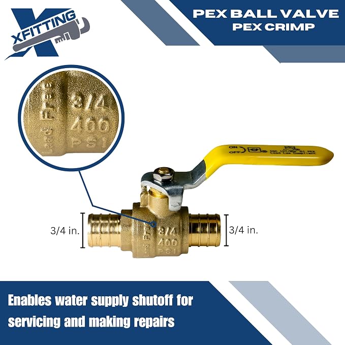 XFITTING 10 Pack Pex Ball Valve, 3/4" Inch Pex Ball Valve, Full Port - Image 6