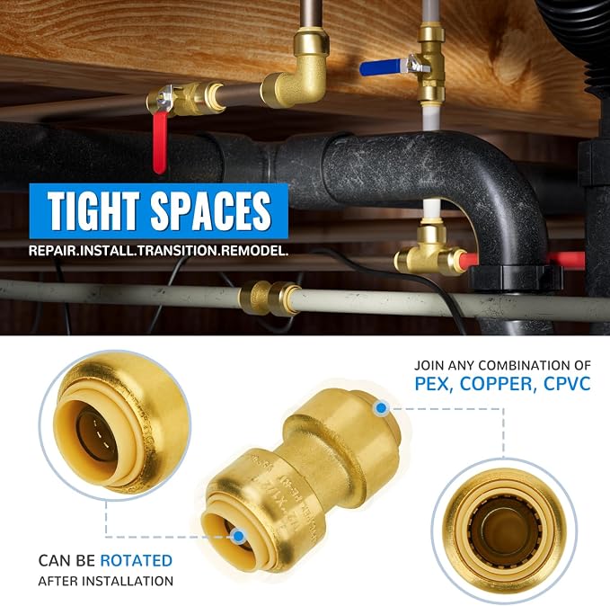 1/2 Inch Straight Coupling, Push-to-Connect Fitting, - Image 3
