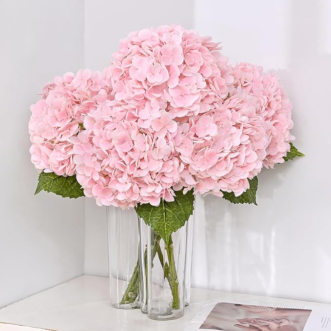 3Pcs 21in Latex Real Touch Hydrangea Artificial Flowers | Lifelike Large by MARTINEMALL