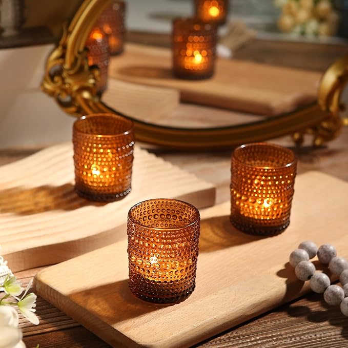 36 Pack Votive Candle Holders, Amber Vintage Candles Holders - Image 8