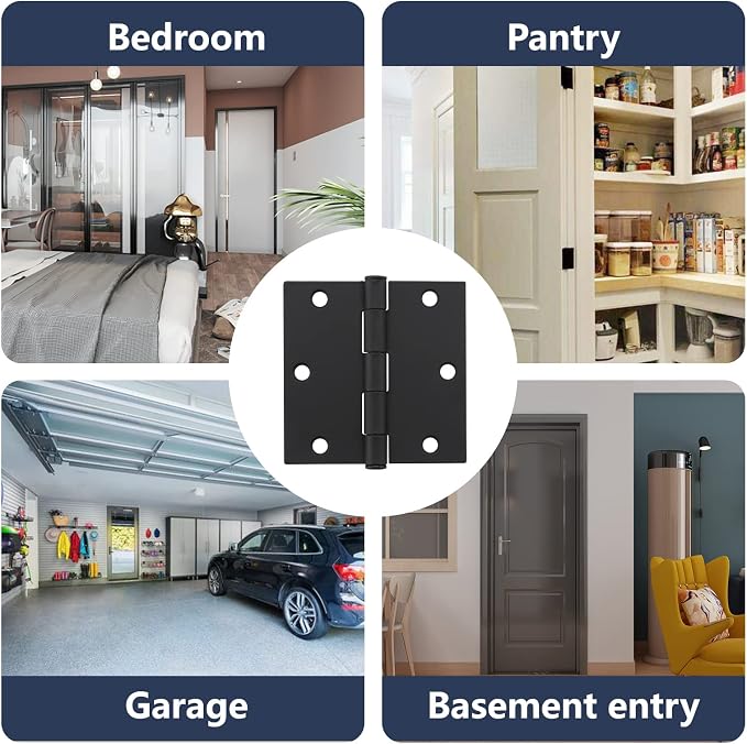 3.5 Inch Interior Door Hinges, Right-Angle, Matte Black, 18 Pack | Oil-Damped - Image 7