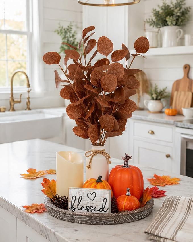 11 Pcs Fall Decor Tray Set, Rustic Farmhouse Decor Centerpieces - Image 6