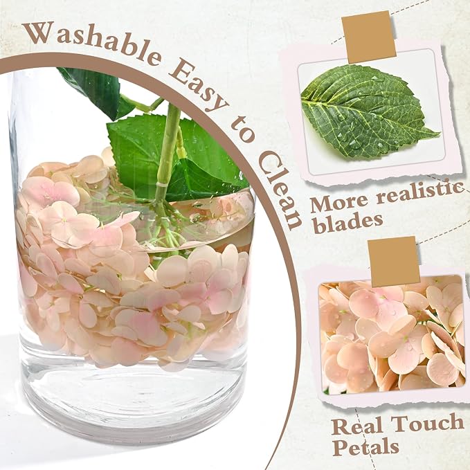 Beige Neutral Real Touch Hydrangea Artificial Flowers, Latex | 21" Long Stems - Image 4