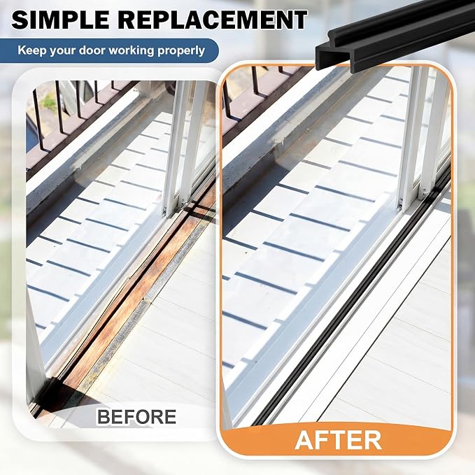 CroBlissful 2 Pcs Sliding Screen Door Track Bottom Replacement 72 Inch Black - Image 5