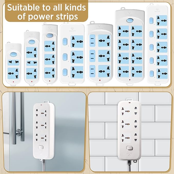 6 Pcs Power Strip Holder Self Adhesive Power Strip Wall Mounted Protector Punch - Image 3