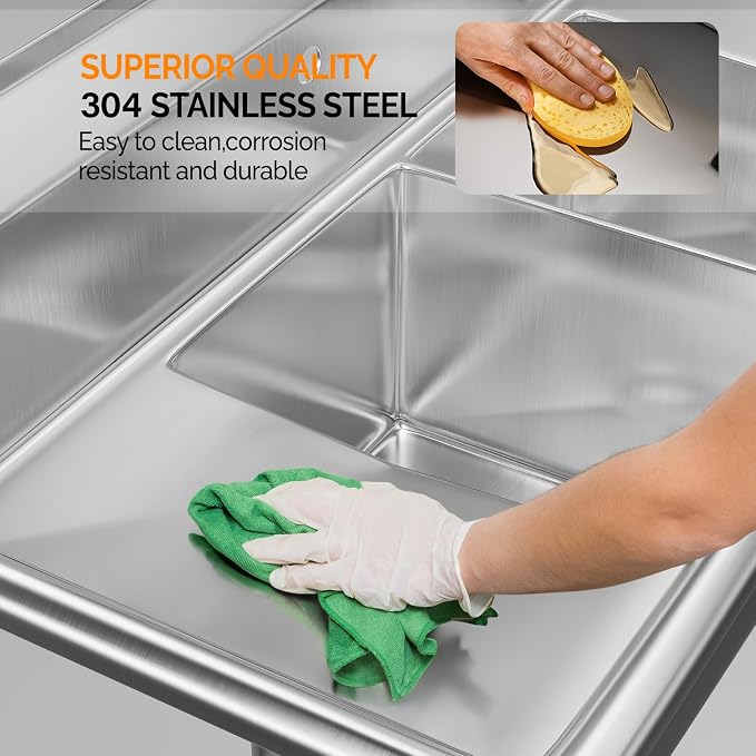 ROVSUN Commercial Sink, Stainless Steel - Image 6