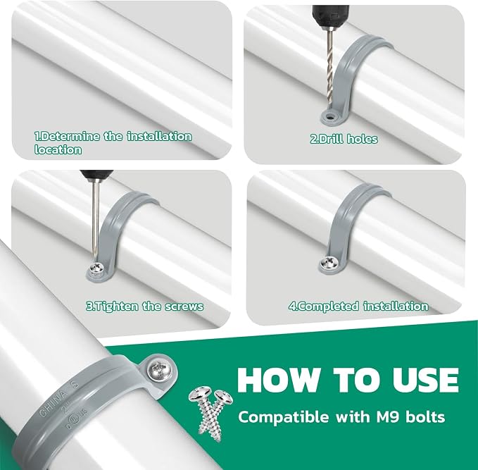 OURU 2.5 Inch PVC Pipe Straps, 2-Hole Plastic Conduit Clamp, Pipe Protection & - Image 6