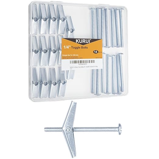 1/4 Toggle Bolts for Drywall, Dry Wall Anchors and Screws Kit, Butterfly by KURUI