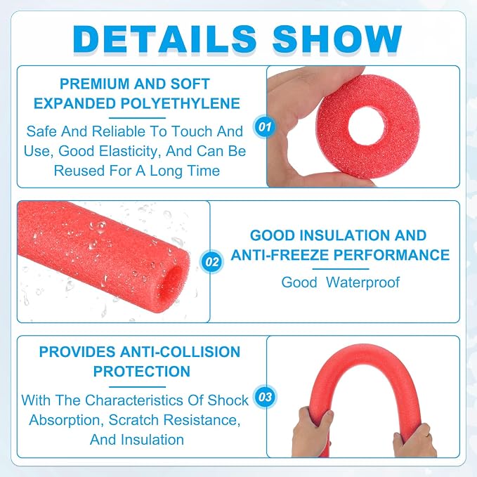 PATIKIL Pipe Insulation Foam Tube Foam Pipe Tubing Covers Red 2Pcs | 1" ID x - Image 3