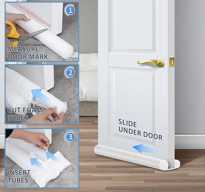 MAXTID Under Door Draft Stopper White 32Inch, Weather Stripping Door Seal | - Image 6