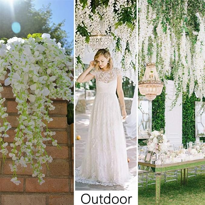36Pcs Artificial Wisteria Flowers 3.6 Feet/Piece White Dense Artificial Fake - Image 5