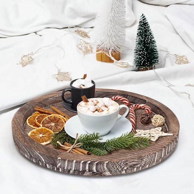 Round Decorative Wooden Serving Trays - Image 5