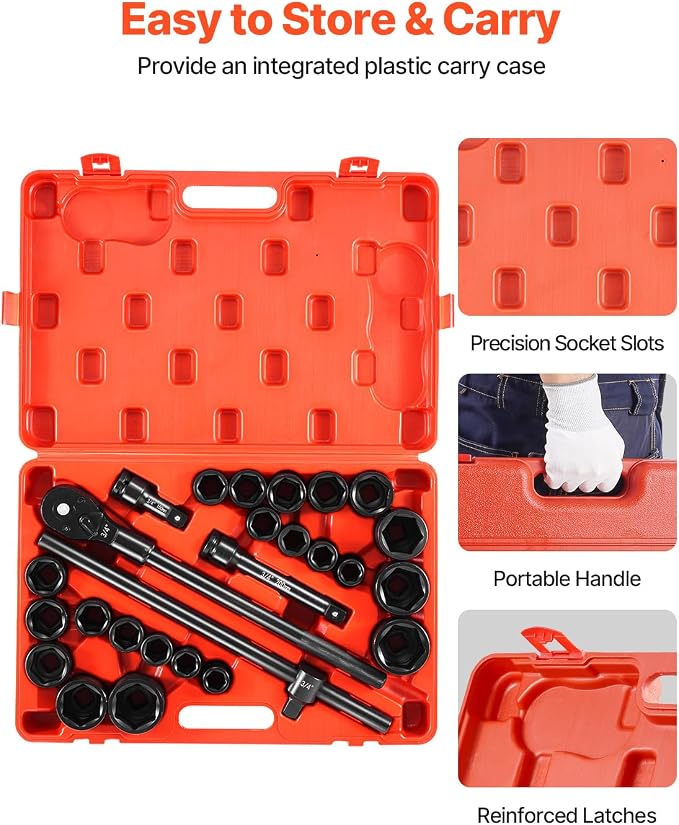 VEVOR Impact Socket Set, 3/4 Inches Socket Assortment, Drive Socket Set Impact - Image 6