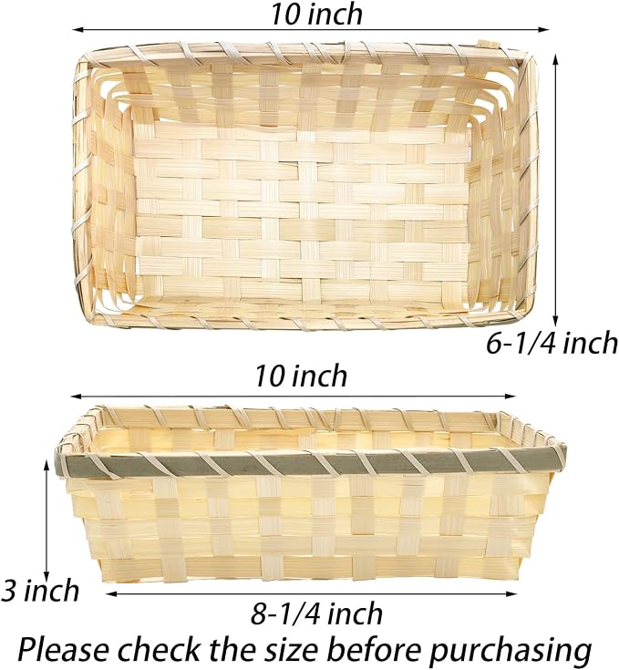TOPZEA 8 Pack Rectangle Gift Baskets, Small Wicker Chip Serving Baskets Food - Image 2