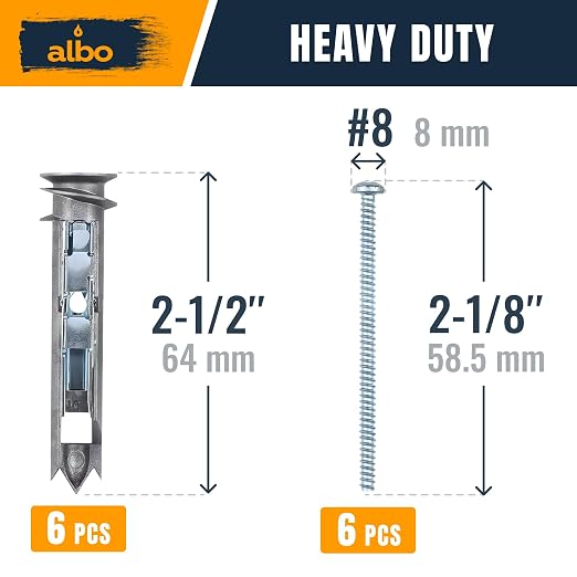ALBO 50PCS Drywall Anchors and Screws Kit, Spring Toggle Bolts - Image 2