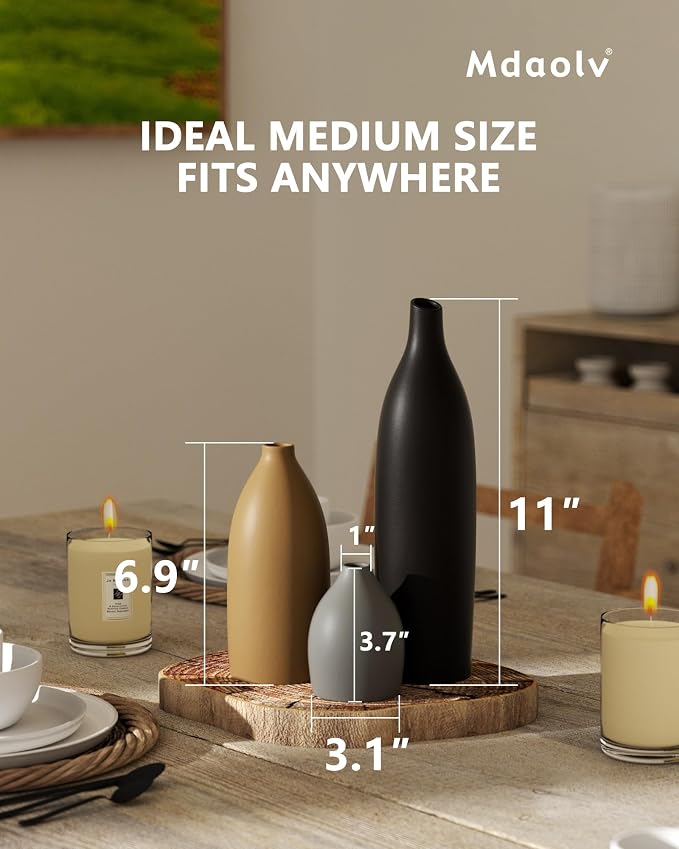 Decorative Flower Vase Set, Rustic Modern Farmhouse Style, Ceramic Vases - Image 2