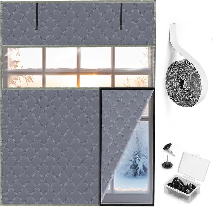 Thermal Window Cover for Winter, Visible Thermal Insulation, Reusable Oxford by Precizex