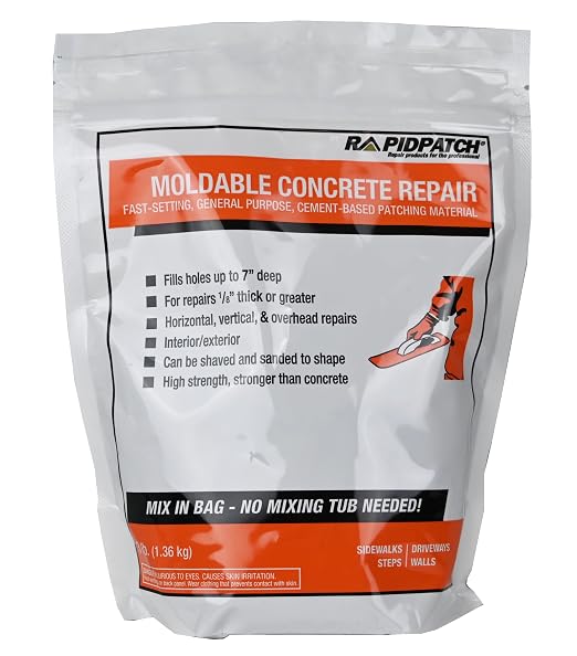 Rapid Patch Moldable Concrete Repair, 3 Pound Bag | Quick Fix Concrete Patch by RapidPatch