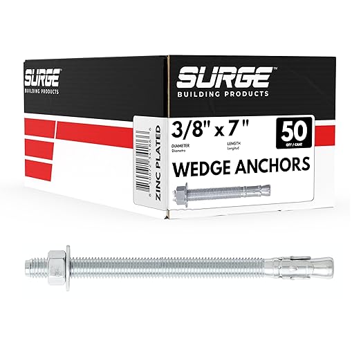 3/8" x 7" Zinc-Plated Wedge Anchors by SurgeBuildingProducts